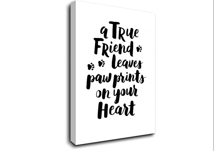 Picture of A True Friend Leaves Paw Prints Canvas Print Wall Art