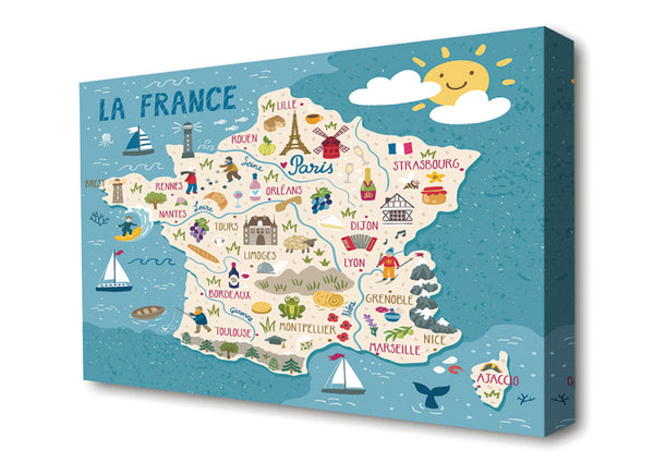 Picture of A Map Of France Canvas Print Wall Art