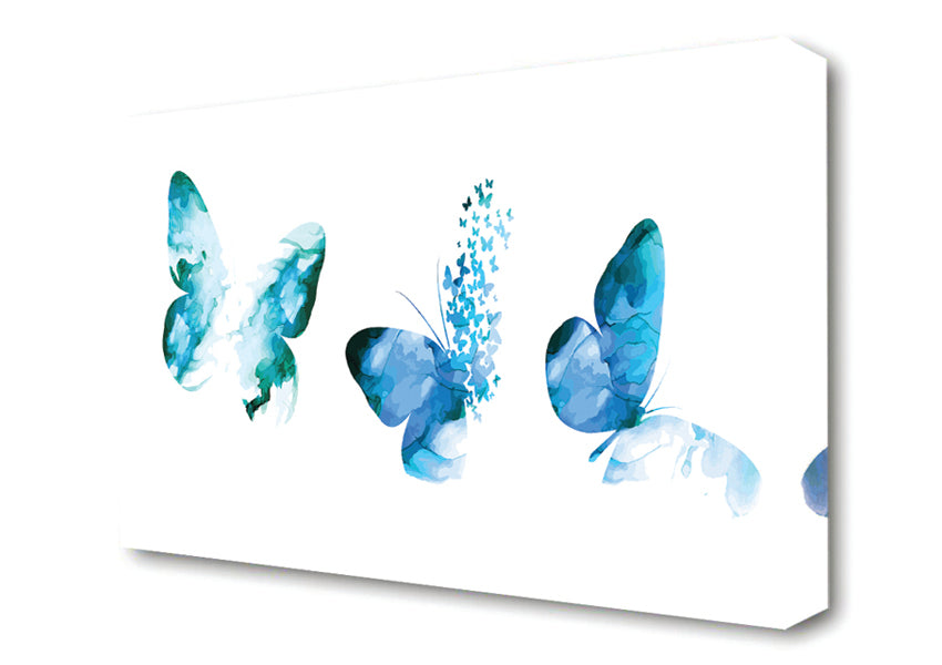 Picture of A Trio Of Blue Butterflies Canvas Print Wall Art