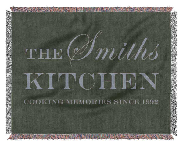 Kitchen Quote Your Family Name And Date Kitchen Chocolate Woven Blanket