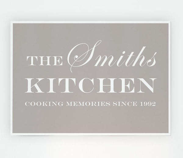 Kitchen Quote Your Family Name And Date Kitchen Beige Print Poster Wall Art