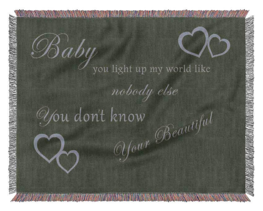 Music Quote Baby You Light Up My World 1D Chocolate Woven Blanket