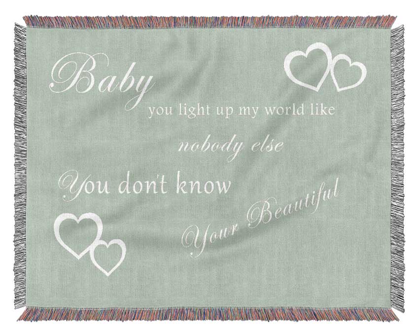 Music Quote Baby You Light Up My World 1D Beige Woven Blanket