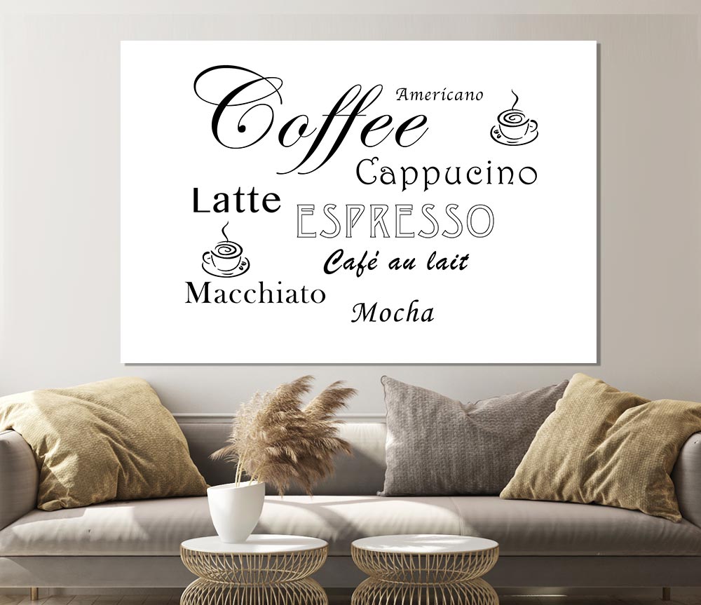 Kitchen Quote Coffee Delight White Print Poster Wall Art