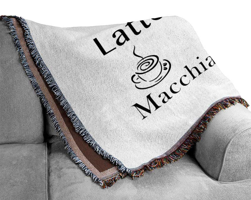 Kitchen Quote Coffee Delight White Woven Blanket