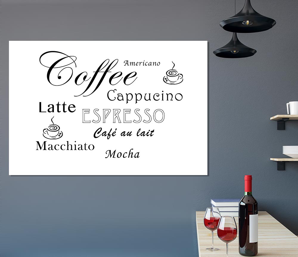 Kitchen Quote Coffee Delight White Print Poster Wall Art