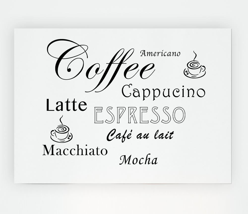 Kitchen Quote Coffee Delight White Print Poster Wall Art