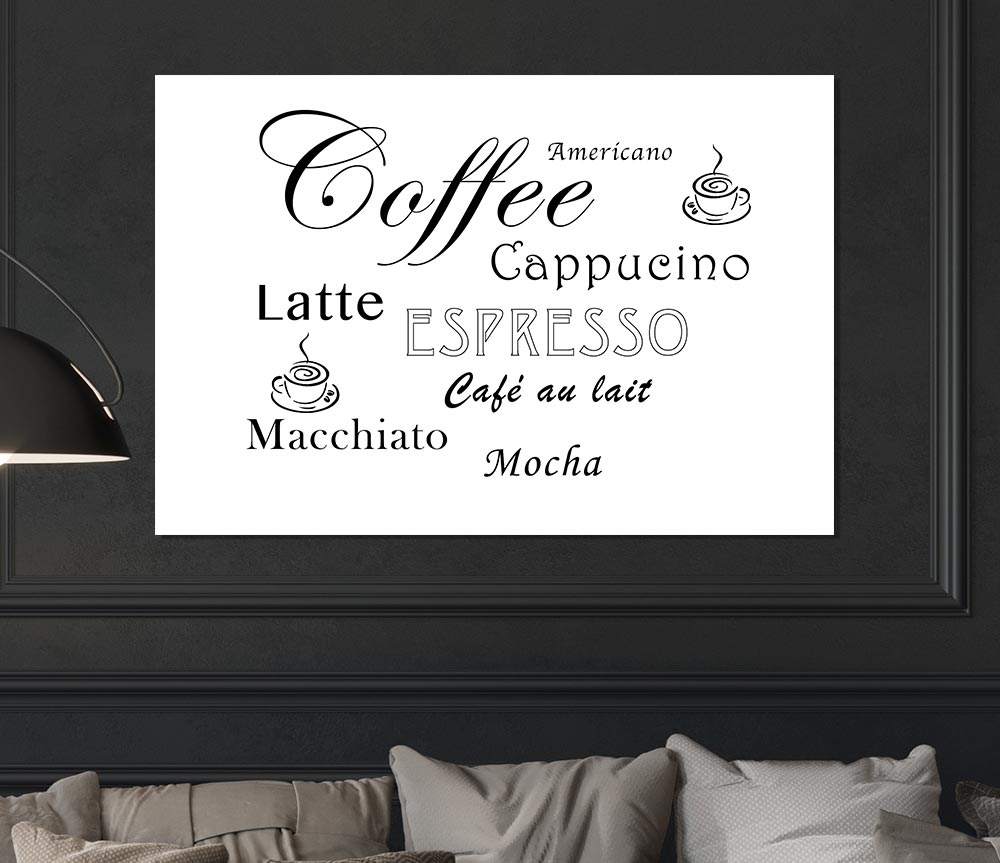 Kitchen Quote Coffee Delight White Print Poster Wall Art