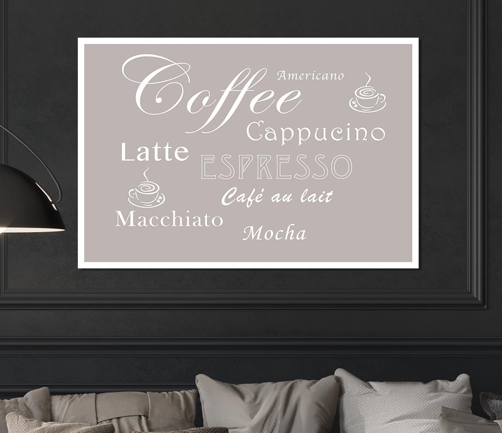 Kitchen Quote Coffee Delight Beige Print Poster Wall Art