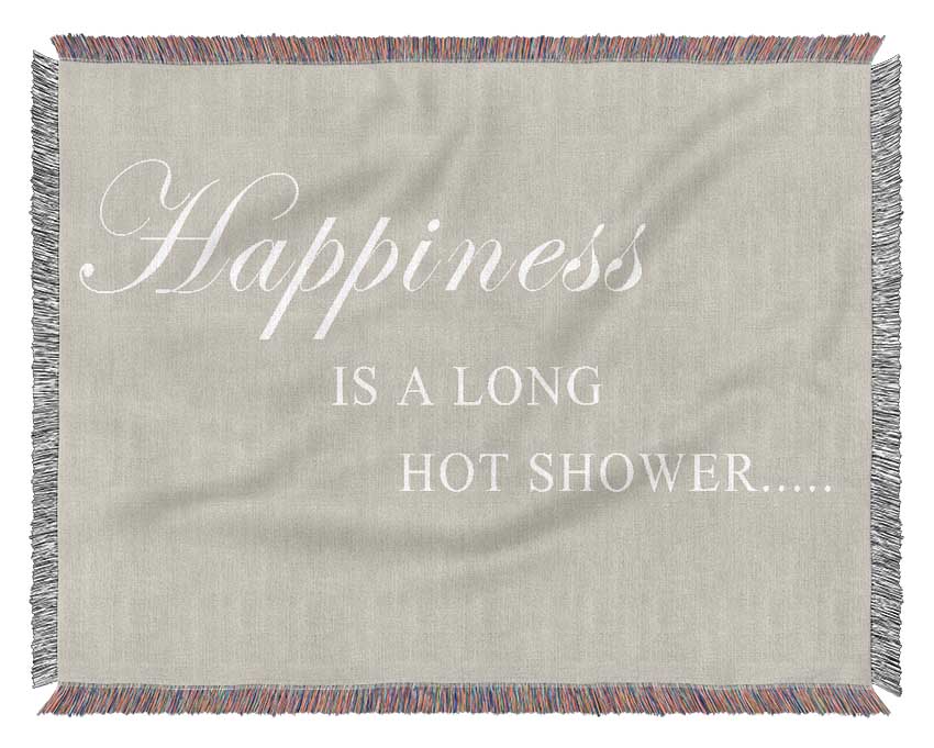 Bathroom Quote Happiness Is A Long Hot Shower Pink Woven Blanket