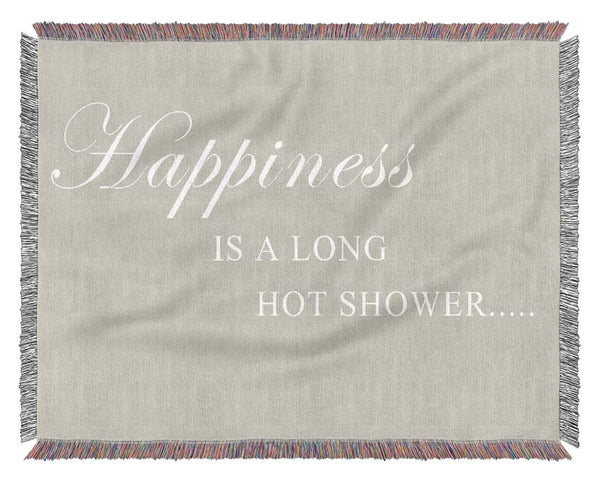 Bathroom Quote Happiness Is A Long Hot Shower Pink Woven Blanket