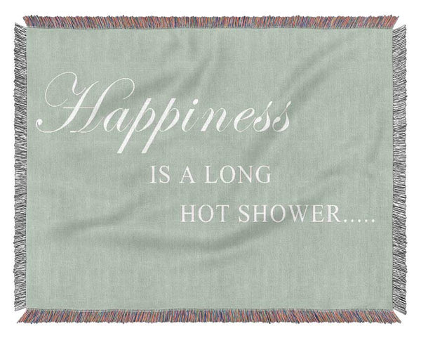 Bathroom Quote Happiness Is A Long Hot Shower Beige Woven Blanket