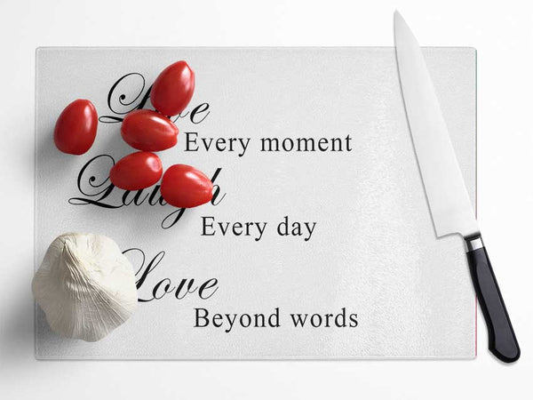 Love Quote Live Laugh Love White Glass Chopping Board