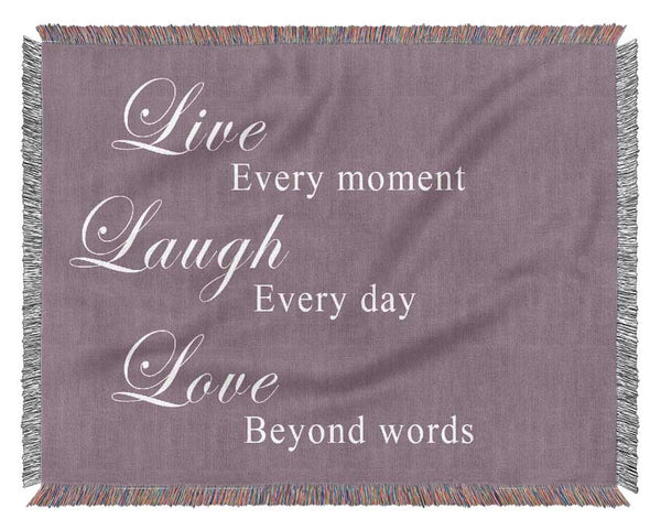 Love Quote Live Laugh Love Dusty Pink Woven Blanket