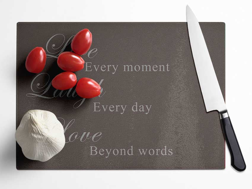 Love Quote Live Laugh Love Chocolate Glass Chopping Board