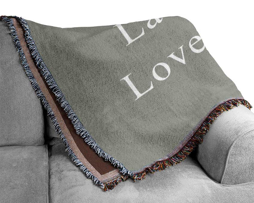 Love Quote Live Every Moment Grey White Woven Blanket