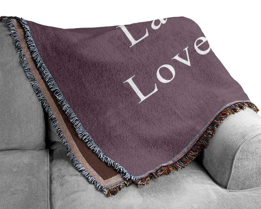 Love Quote Live Every Moment Dusty Pink Woven Blanket