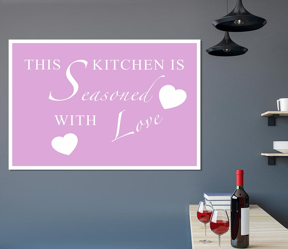 Kitchen Quote This Kitchen Is Seasoned With Love Pink Print Poster Wall Art