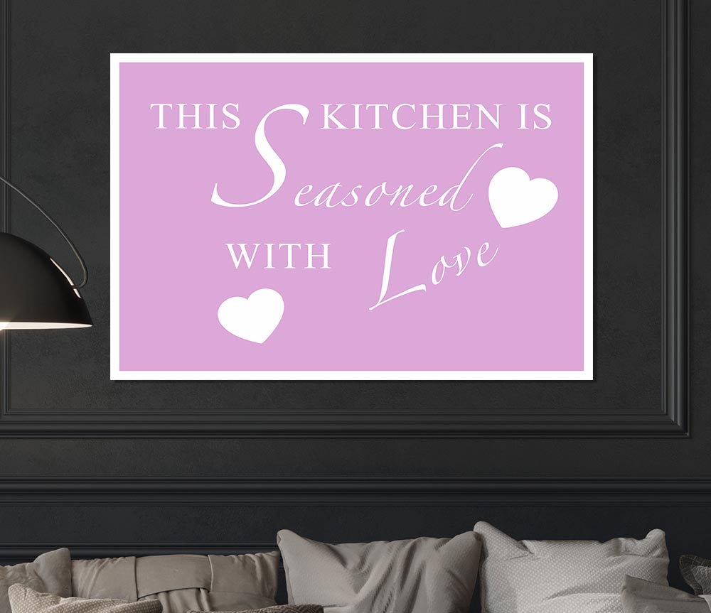 Kitchen Quote This Kitchen Is Seasoned With Love Pink Print Poster Wall Art