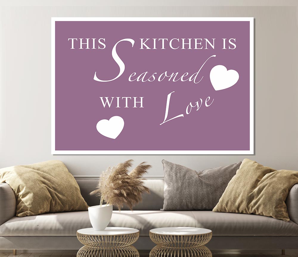 Kitchen Quote This Kitchen Is Seasoned With Love Dusty Pink Print Poster Wall Art