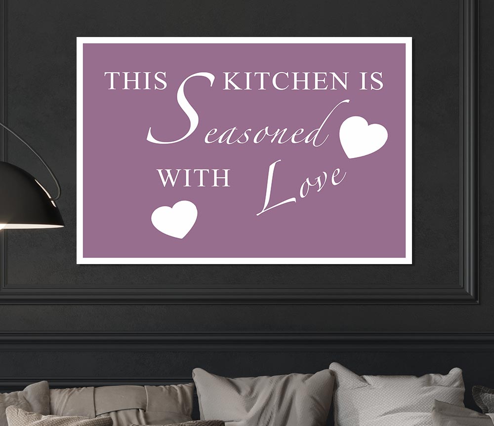 Kitchen Quote This Kitchen Is Seasoned With Love Dusty Pink Print Poster Wall Art