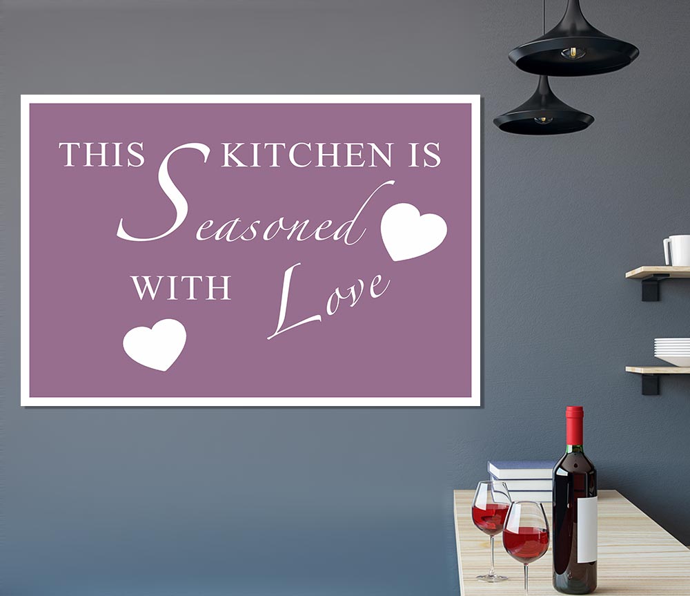 Kitchen Quote This Kitchen Is Seasoned With Love Dusty Pink Print Poster Wall Art