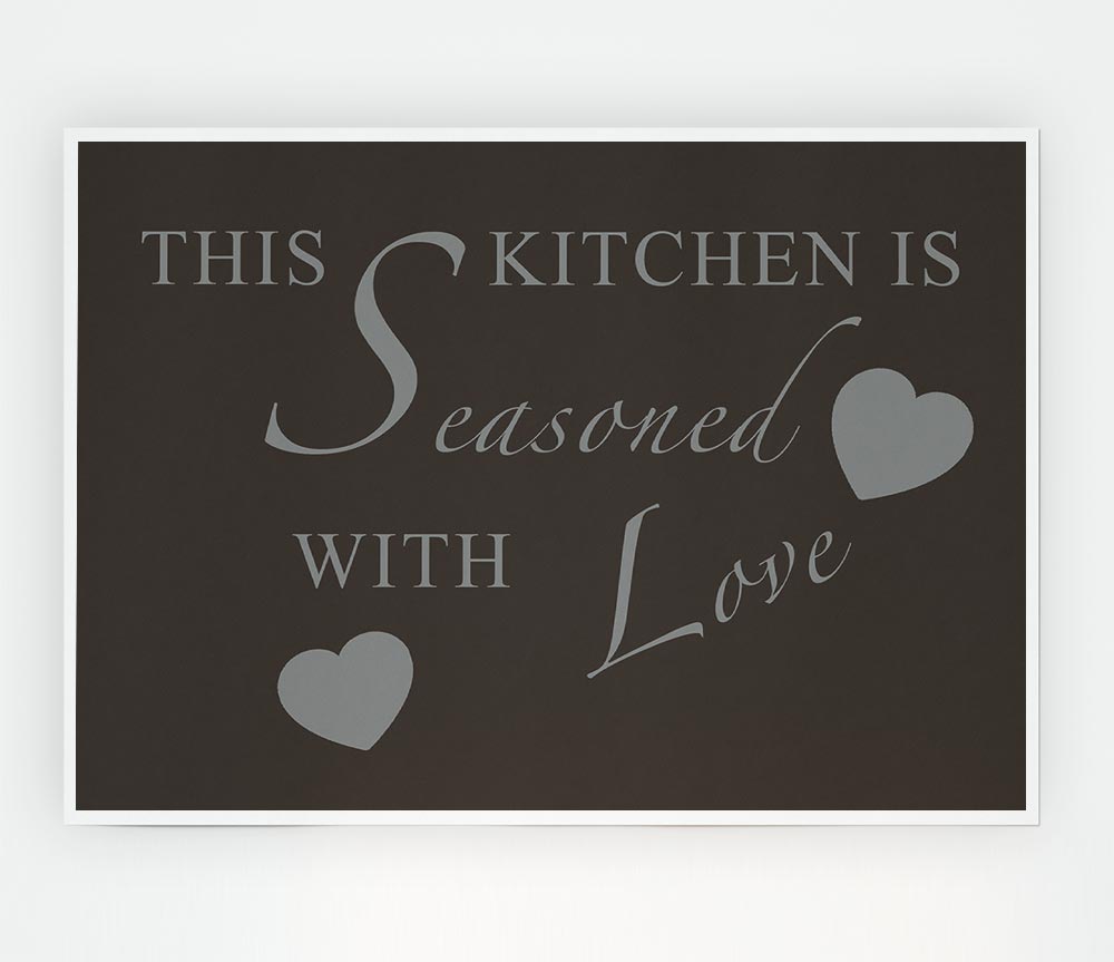 Kitchen Quote This Kitchen Is Seasoned With Love Chocolate Print Poster Wall Art