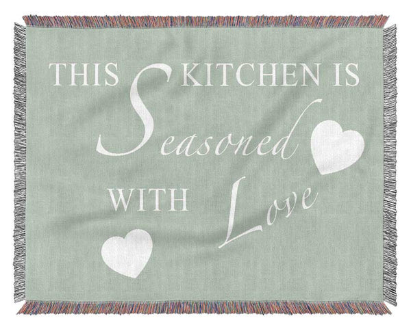 Kitchen Quote This Kitchen Is Seasoned With Love Beige Woven Blanket