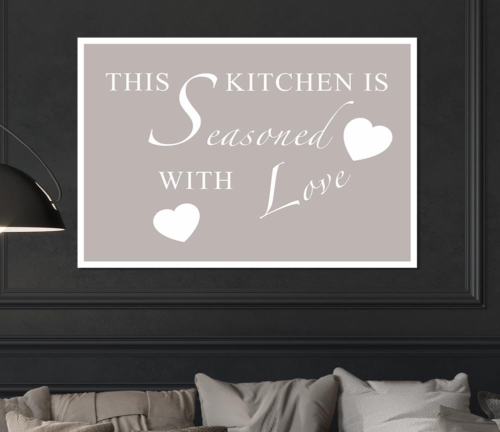 Kitchen Quote This Kitchen Is Seasoned With Love Beige Print Poster Wall Art