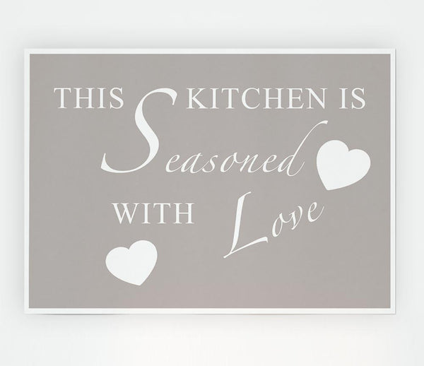 Kitchen Quote This Kitchen Is Seasoned With Love Beige Print Poster Wall Art