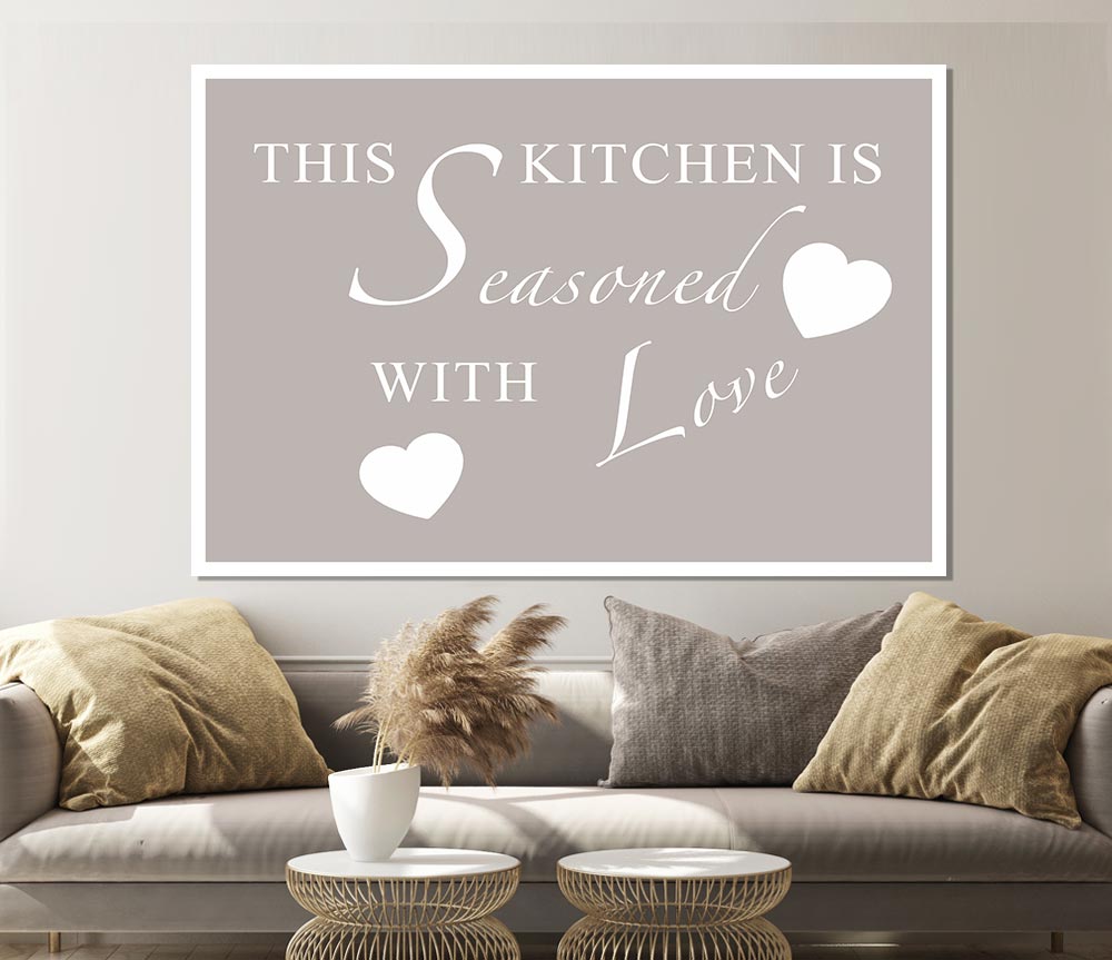 Kitchen Quote This Kitchen Is Seasoned With Love Beige Print Poster Wall Art