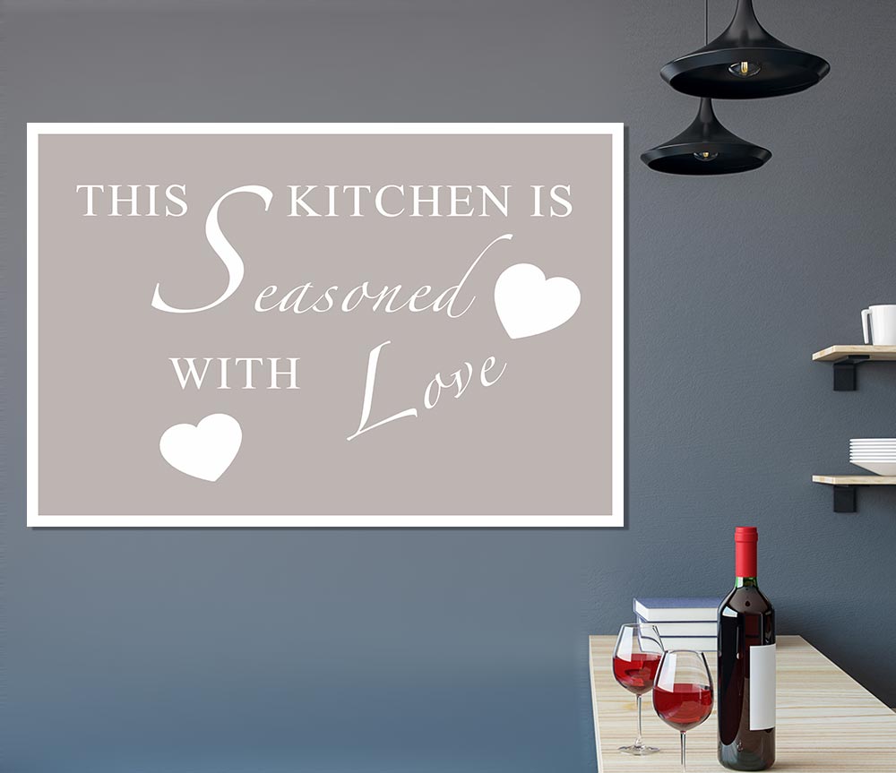 Kitchen Quote This Kitchen Is Seasoned With Love Beige Print Poster Wall Art