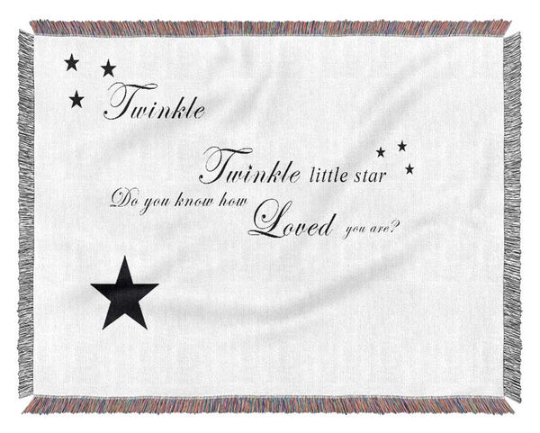 Nursery Quote Twinkle Twinkle Little Star 1 White Woven Blanket