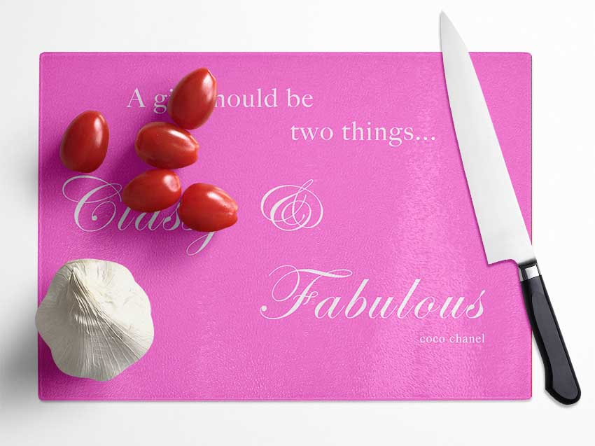 Classy n Fabulous Vivid Pink Glass Chopping Board