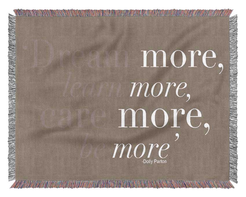 Dolly Parton Dream More Be More Beige Woven Blanket