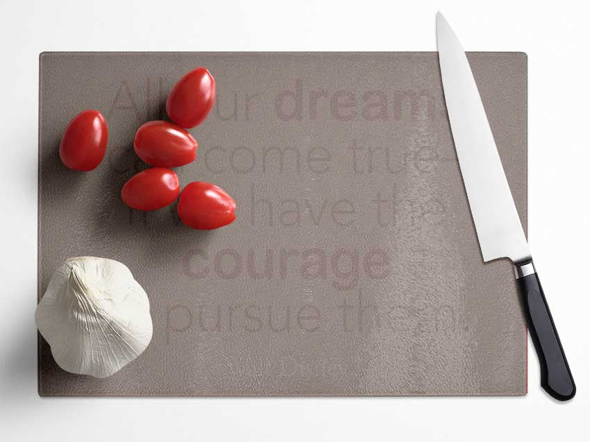 Walt Disney All Our Dreams Beige Glass Chopping Board