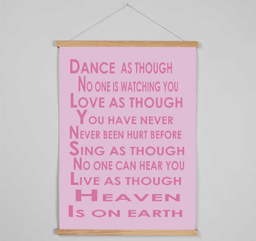 Home Quote Heaven Is On Earth Pink Hanging Poster - Wallart-Direct UK