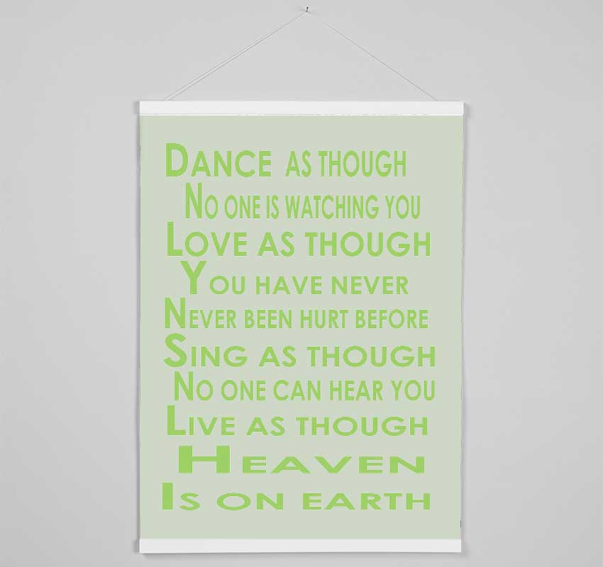 Home Quote Heaven Is On Earth Lime Green Hanging Poster - Wallart-Direct UK