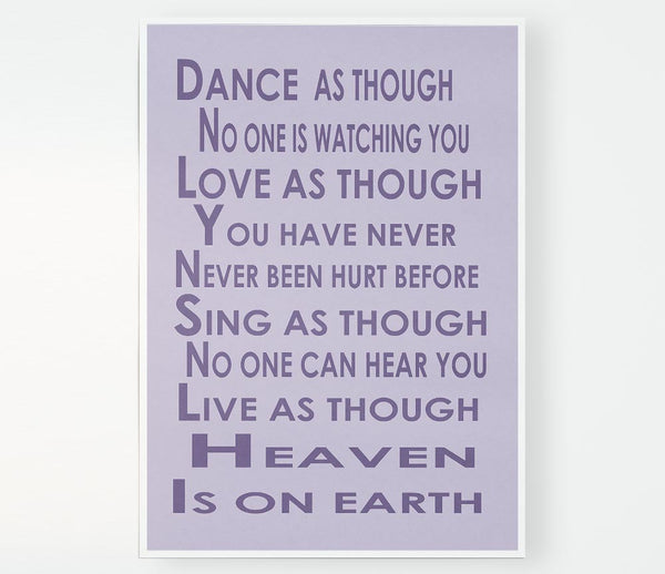 Home Quote Heaven Is On Earth Lilac Print Poster Wall Art