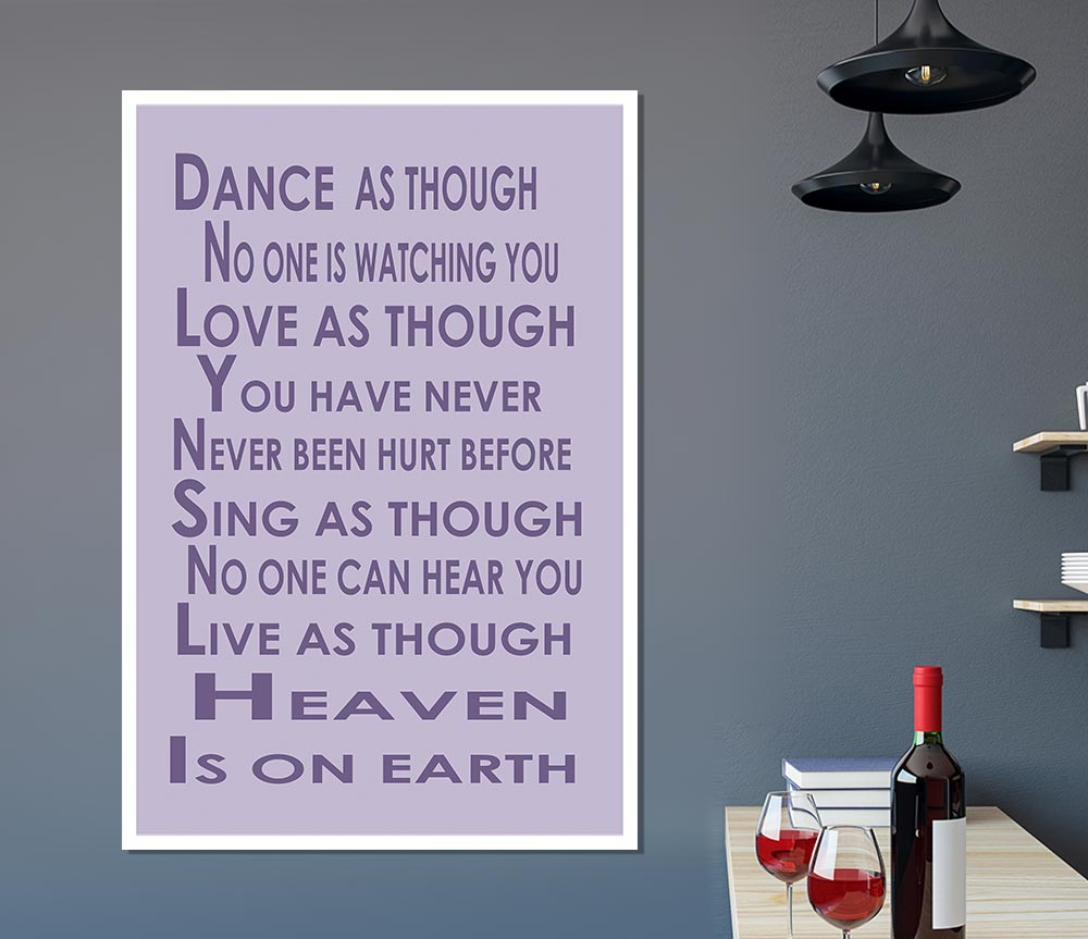 Home Quote Heaven Is On Earth Lilac Print Poster Wall Art