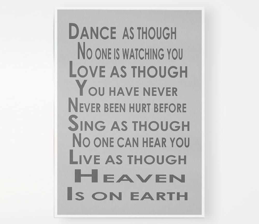 Home Quote Heaven Is On Earth Grey Print Poster Wall Art