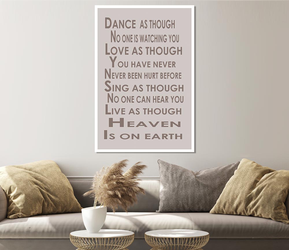 Home Quote Heaven Is On Earth Beige Print Poster Wall Art