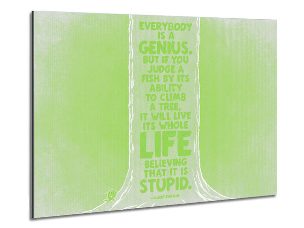 Motivational Quote Albert Einstein Everybody Is A Genius Lime Green