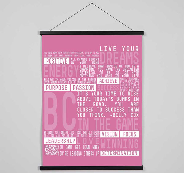 Live Your Dreams Pink Hanging Poster - Wallart-Direct UK