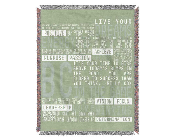 Live Your Dreams Lime Green Woven Blanket