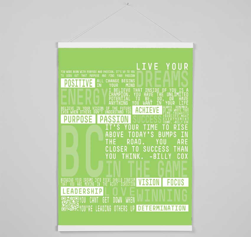 Live Your Dreams Lime Green Hanging Poster - Wallart-Direct UK