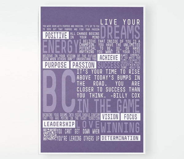 Live Your Dreams Lilac Print Poster Wall Art