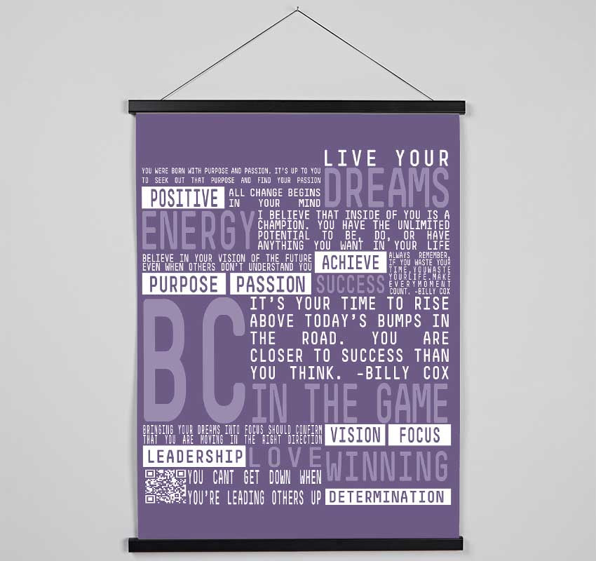 Live Your Dreams Lilac Hanging Poster - Wallart-Direct UK