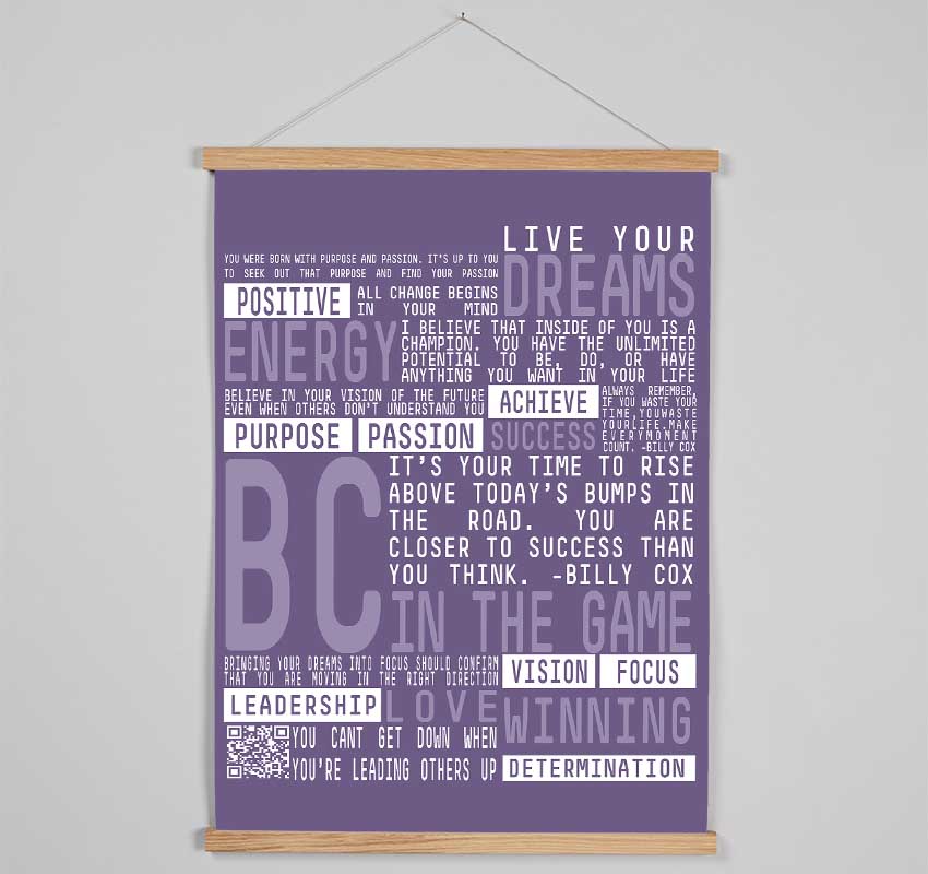 Live Your Dreams Lilac Hanging Poster - Wallart-Direct UK