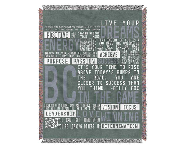 Live Your Dreams Grey Woven Blanket